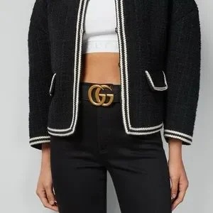 Authentic Women’s Gucci Belt - Gold Double G Leather Black Belt - Med Size 90 Authentic Gucci Black Smooth Calfskin Leather Gold Double G  main image 3